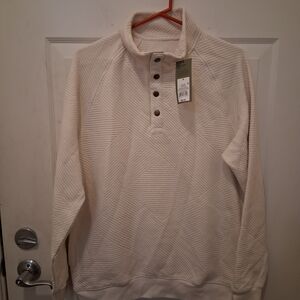 Goodfellow & Co Cream Quilted Button-Up Neck Pullover